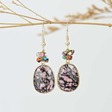 Idyllseason Rhodochrosite Dangle Earrings-Your Soul Place